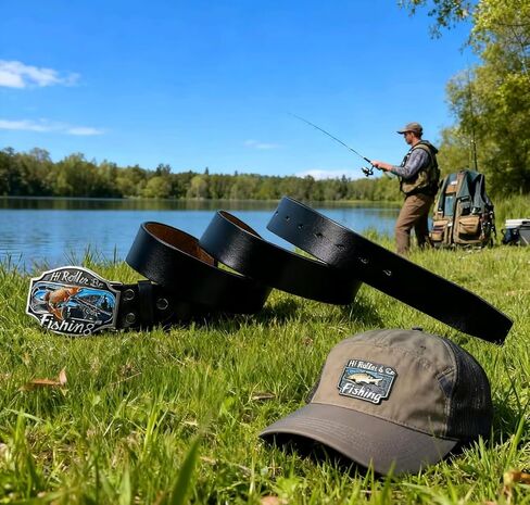 POSKLA Western Style Funny Casual Belt Buckle I'd Rather Be Fishing in Saudi Arabia