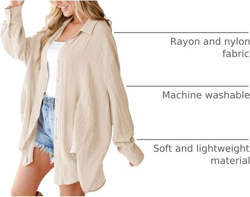 Saodimallsu Womens Oversized Button Down Shirts Long Sleeve Irregular Hem Blouse Tops in Saudi Arabia
