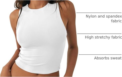 NODHUT Women's Tank Top Sexy Sleeveless High Neck Workout Crop Tops Y2k Summer Slim Fit Racer Back Halter Tops in Saudi Arabia