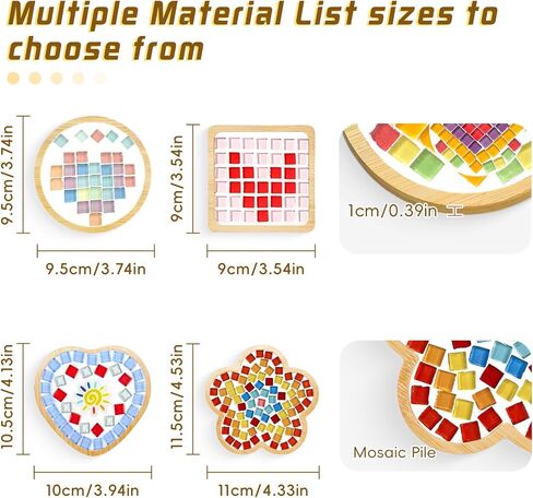 Wulqiiy 8 Sets DIY Mosaic Coaster Kit – Mixed Color Glass Mosaic Tiles for Crafts with Wooden Drink Coasters, Bamboo Handmade Tray Craft Set for Adults, Home Decoration & Gift in Saudi Arabia