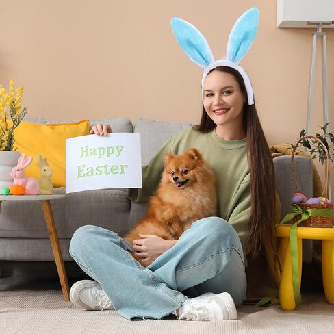 36 Pcs Easter Bunny Ears Headband Cute Plush Rabbit Ears Hairbands Bunny Costume for Adult Kids Easter Party Favors in Kuwait