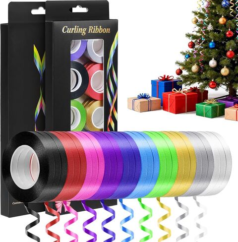 Christmas Curling Ribbon for Gift Wrapping: A 10-Color Pack of 1/5 Inch Decorative Ribbon for Christmas Tree Decor & Holiday Presents and Party Balloons in Saudi Arabia