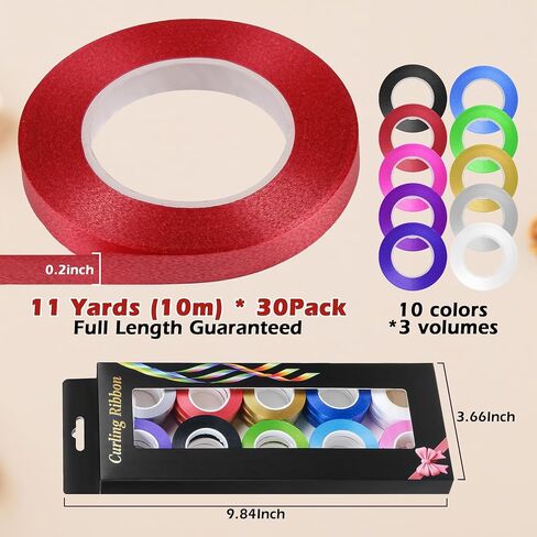 Christmas Curling Ribbon for Gift Wrapping: A 10-Color Pack of 1/5 Inch Decorative Ribbon for Christmas Tree Decor & Holiday Presents and Party Balloons in Saudi Arabia