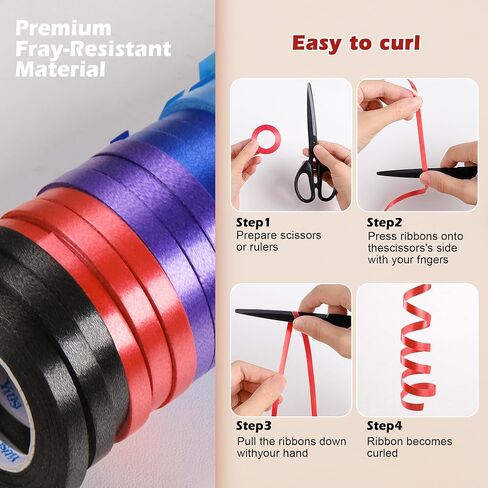 Christmas Curling Ribbon for Gift Wrapping: A 10-Color Pack of 1/5 Inch Decorative Ribbon for Christmas Tree Decor & Holiday Presents and Party Balloons in Saudi Arabia