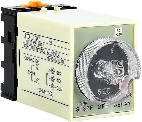 مرحل مؤقت إيقاف التشغيل من Silver Dot ST3PF، وحدة التحكم في الوقت الصناعي 220 فولت تيار متردد مع ضبط المقياس، وظيفة إيقاف التأخير (30 ثانية تيار متردد 110 فولت) in Kuwait