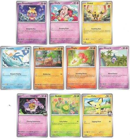Budew Pichu Mantyke Magby Mime Jr - بطاقات بوكيمون صغيرة × 10 - مجموعة كبيرة - 004/131 in Kuwait