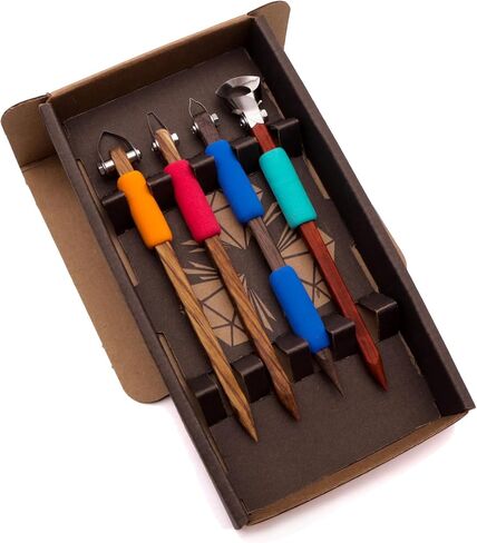 The Original DiamondCore Tools: 4-Pack Pottery Carving Tool Set ‚ P11, P19, FP1, X2, Clay Carving, Ceramic Sculpting, Sgraffito, Relief Fluting (Set 2) in Saudi Arabia