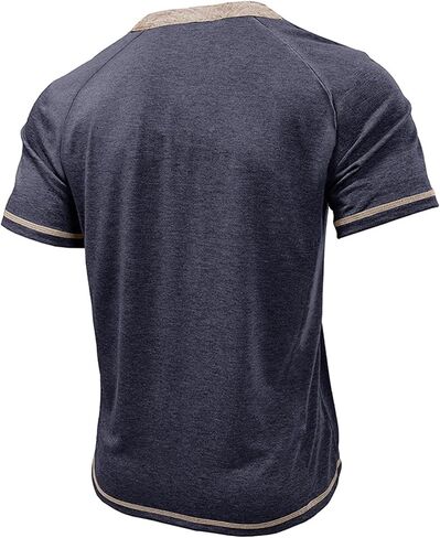 Men's Henley Shirts Short Sleeve Casual Lightweight Button Tee Beach Raglan Tops with Pocket in Saudi Arabia