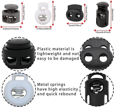 40 Pack Plastic Spring Cord Locks for Drawstring, Paracord Toggle Stopper Clasp Elastic Shoeslace Lock Sweatpants Hoodie String Clips Bungee Swim Goggles Gloves String Lock Replacement in Saudi Arabia