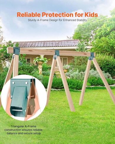 دعامات مجموعة أرجوحة VEVOR، شماعات أرجوحة من الصلب الكربوني شديدة التحمل على شكل حرف A مع أجهزة تثبيت، مجموعة شماعات DIY مكونة من 3 قطع مع مسامير متضمنة، لأرجل 4 × 4 و4 × 6 شعاع، أخضر in Kuwait