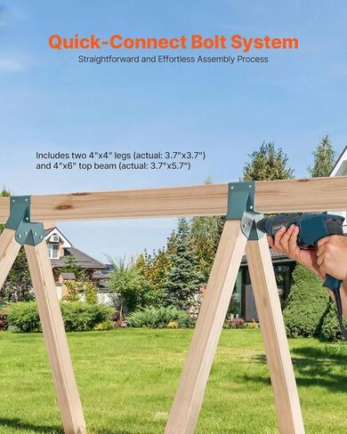 دعامات مجموعة أرجوحة VEVOR، شماعات أرجوحة من الصلب الكربوني شديدة التحمل على شكل حرف A مع أجهزة تثبيت، مجموعة شماعات DIY مكونة من 3 قطع مع مسامير متضمنة، لأرجل 4 × 4 و4 × 6 شعاع، أخضر in Kuwait