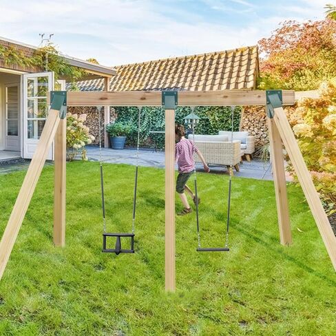 دعامات مجموعة أرجوحة VEVOR، شماعات أرجوحة من الصلب الكربوني شديدة التحمل على شكل حرف A مع أجهزة تثبيت، مجموعة شماعات DIY مكونة من 3 قطع مع مسامير متضمنة، لأرجل 4 × 4 و4 × 6 شعاع، أخضر in Kuwait