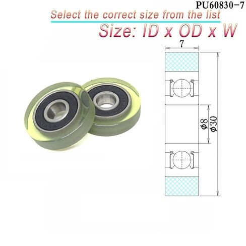 1 قطعة 6x30x9 البولي يوريثين المغطاة تحمل بكرة PU62630-9 30 مللي متر قطر 6 مللي متر رمح PU المغلفة الأسطوانة (PU62525-9 5x25x9 مللي متر) in Kuwait