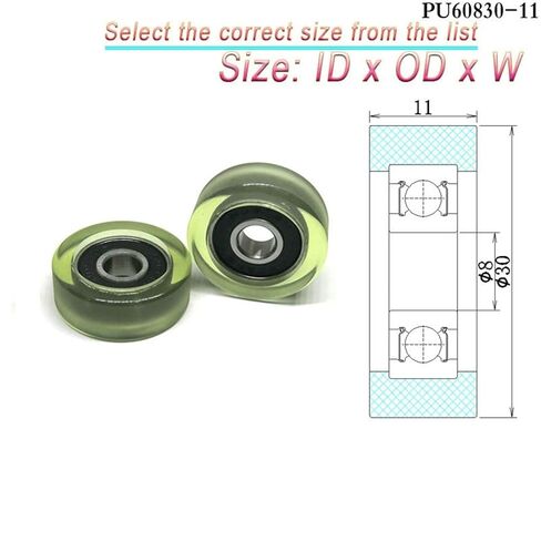 1 قطعة 6x30x9 البولي يوريثين المغطاة تحمل بكرة PU62630-9 30 مللي متر قطر 6 مللي متر رمح PU المغلفة الأسطوانة (PU62525-9 5x25x9 مللي متر) in Kuwait