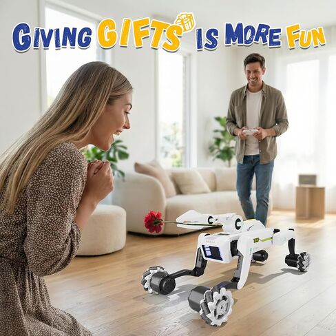 ألعاب Stunt Robot Dog RC مع عجلات للأعمار من 8 إلى 13 عامًا، لعبة روبوت تفاعلية قابلة للبرمجة وجهاز التحكم عن بعد للحيوانات الأليفة للأطفال بعمر 6 سنوات فما فوق، هدية عيد ميلاد للأولاد والبنات in Saudi Arabia