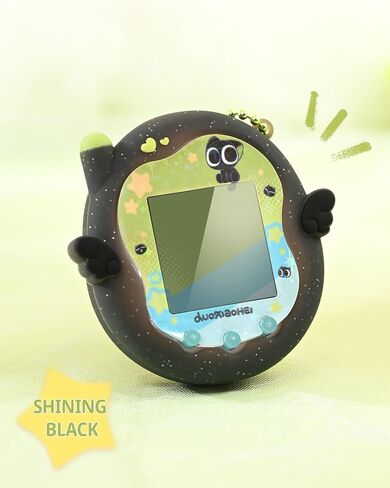 حافظة واقية من السيليكون من GeekShare متوافقة مع Tamagotchi Uni، قطة سوداء كرتونية لطيفة بتصميم السماء المرصعة بالنجوم (أسود لامع) in Kuwait