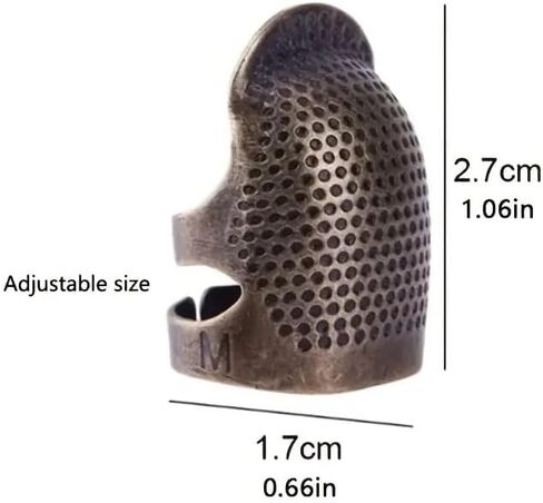 Adjustable Bronze Embroidered Thimble - 2pcs Set with Finger Rings and Clips and Non-Slip Support for Hand Sewing. in Saudi Arabia