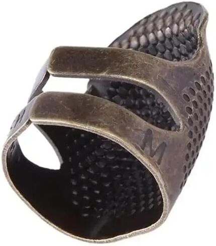 Adjustable Bronze Embroidered Thimble - 2pcs Set with Finger Rings and Clips and Non-Slip Support for Hand Sewing. in Saudi Arabia