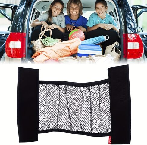 Car Mesh Cargo Net, 17.7" x 7.9" Trunk Storage Organizer with Magic Sticker, Auto Elastic Storage Mesh Pouch for Rear Storage Wall Net Organizer for Car in Saudi Arabia