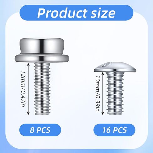 24 Pcs Universal Facemask Hardware Kit, Baseball Helmet Visor Screws Hockey Helmet Repair Kits with 12mm and 8mm Screws Facemask Hardware Kit for Youth Football Hockey Helmets in Kuwait