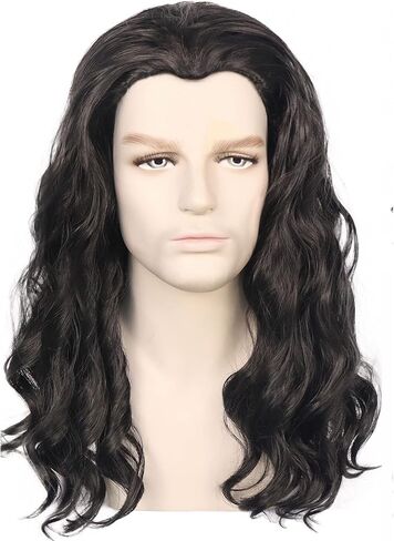 HUNIGIR Mens Gray Wig Long Wavy Gray Male Wig Heat Resistant Cosplay Halloween Costume Wig (Gray) in Saudi Arabia