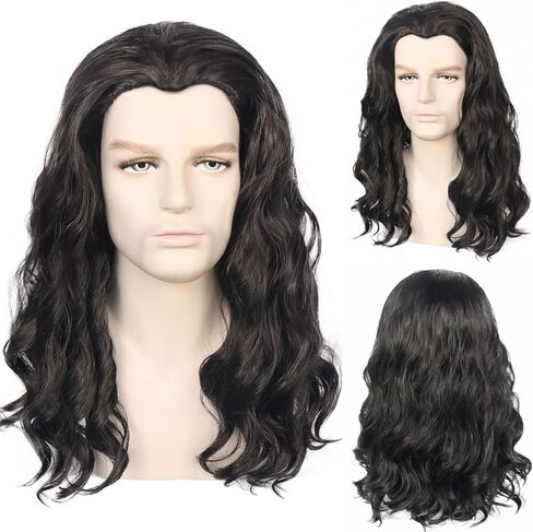 HUNIGIR Mens Gray Wig Long Wavy Gray Male Wig Heat Resistant Cosplay Halloween Costume Wig (Gray) in Saudi Arabia
