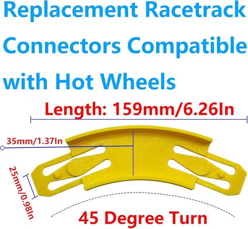 نسخة مطورة من موصلات مضمار السباق المتوافقة مع العجلات الساخنة، دوران 45 درجة، بناء مسارات سباق ملحمية، 4 عبوات باللون الأصفر in Kuwait