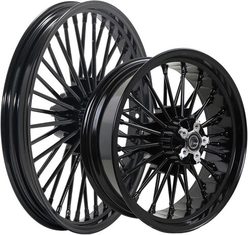 TOFR 21x2.15 عجلات أمامية 18x5.5 خلفية 36 شعاع سميك لايحتاج إلى هارلي سوفتيل ستاندرد، مخصص، قطار ليلي، سبرينغر 2006-2010 فات بوي 2007-2017 ديوس 2000-2008 / أسود لامع in Kuwait