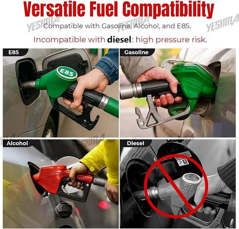 YESHMA EFI Fuel Pressure Regulator Kit 3-70psi with Gauge Springs Universal Adjustable Aluminum 8AN Feed to 6AN Return (Black) in Saudi Arabia