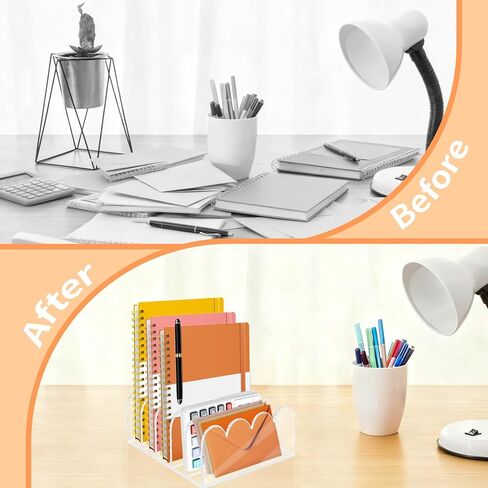 منظم ملفات أكريليك 5 فتحات لسطح المكتب وحامل البريد الشفاف وفرز مستندات المكتب وتخزين الرسائل 5 مقصورات متعددة الوظائف حامل رفوف مجلد الرسائل للمكتب والمنزل وتنظيم مكتب المدرسة in Kuwait