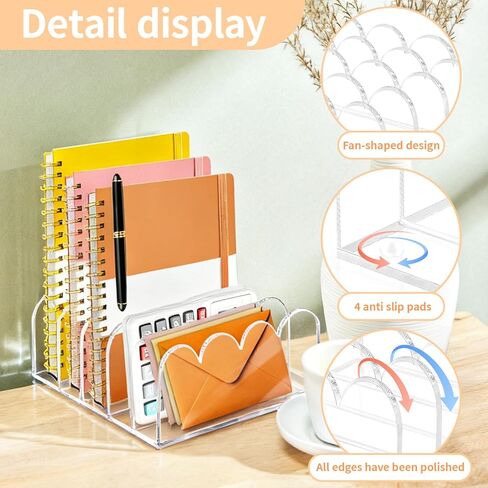 منظم ملفات أكريليك 5 فتحات لسطح المكتب وحامل البريد الشفاف وفرز مستندات المكتب وتخزين الرسائل 5 مقصورات متعددة الوظائف حامل رفوف مجلد الرسائل للمكتب والمنزل وتنظيم مكتب المدرسة in Kuwait
