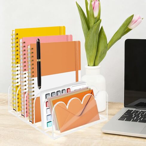 منظم ملفات أكريليك 5 فتحات لسطح المكتب وحامل البريد الشفاف وفرز مستندات المكتب وتخزين الرسائل 5 مقصورات متعددة الوظائف حامل رفوف مجلد الرسائل للمكتب والمنزل وتنظيم مكتب المدرسة in Kuwait