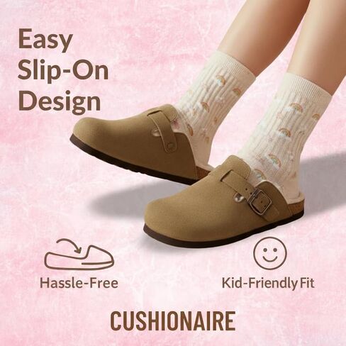 وسادة قدم هانا كورك للأطفال من CUSHIONAIRE مع جزء علوي من الجلد الطبيعي، وبطانة من الفرو الصناعي، + راحة in Kuwait