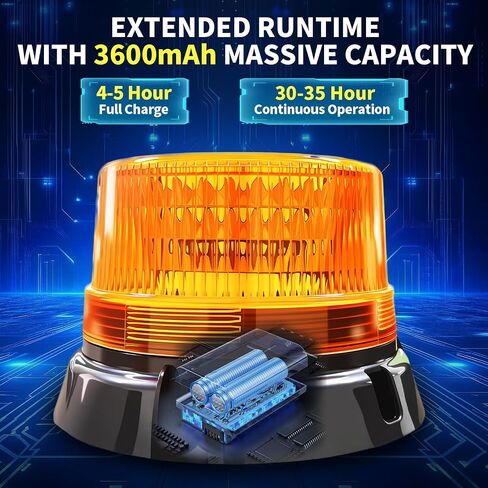 Magnetic Wireless Strobe Light With 90-LED 3600mah Battery IP67 Waterproof USB-C Fast Charge 360° Day/Night Visibility Magnetic Base 2 Flash Modes For Trucks & Tractors Utvs Golf Carts 1 Pack in Saudi Arabia