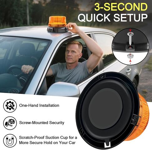 Magnetic Wireless Strobe Light With 90-LED 3600mah Battery IP67 Waterproof USB-C Fast Charge 360° Day/Night Visibility Magnetic Base 2 Flash Modes For Trucks & Tractors Utvs Golf Carts 1 Pack in Saudi Arabia