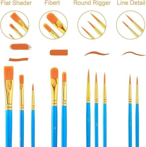 Painting Brush Palette Set, with 6 Packs of 60 Brushes and 6 Palettes,Nylon Brush Head, Suitable for Oil Watercolor, etc., Perfect Art Painting Set. in Saudi Arabia