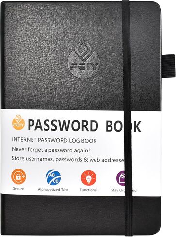 Password Book, Book with Small Pocket Size, Alphabetical Tabs, for Internet Website Address Contacts Organizer Pen, Elastic Band, Inner in Saudi Arabia