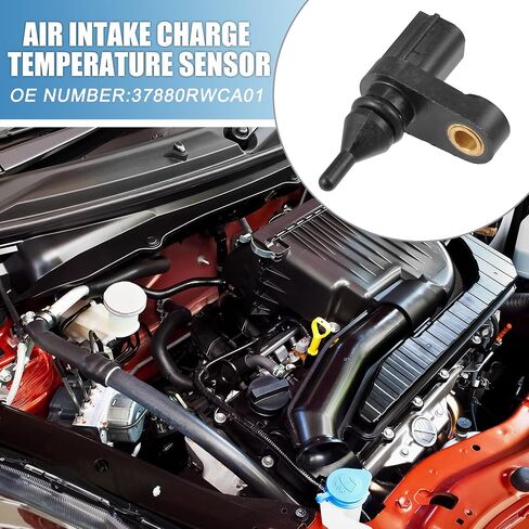 Motoforti Air Intake Temperature Sensor, Air Charge Temperature Sensor, for Honda Accord 2014, Plastic, No.37880RWCA01, Black in Saudi Arabia