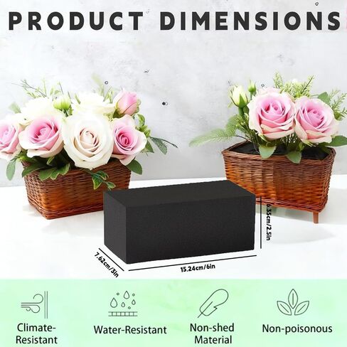 Reusable Floral Foam Blocks for Artificial Flower Arrangements, Weather Resistant, 8 Pieces, 6x3x2.5 Inch, for Outdoor Wedding Home Decor (8, 6 x 3 x 2.5'') in Saudi Arabia