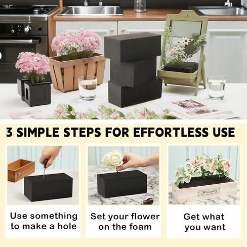 Reusable Floral Foam Blocks for Artificial Flower Arrangements, Weather Resistant, 8 Pieces, 6x3x2.5 Inch, for Outdoor Wedding Home Decor (8, 6 x 3 x 2.5'') in Saudi Arabia