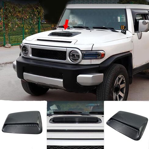 مدخل هواء غطاء المحرك متوافق مع Toyota FJ Cruiser 2007-2023، غطاء فتحة تهوية مزخرفة باللون الأسود غير اللامع، غطاء مدخل تدفق الهواء in Kuwait