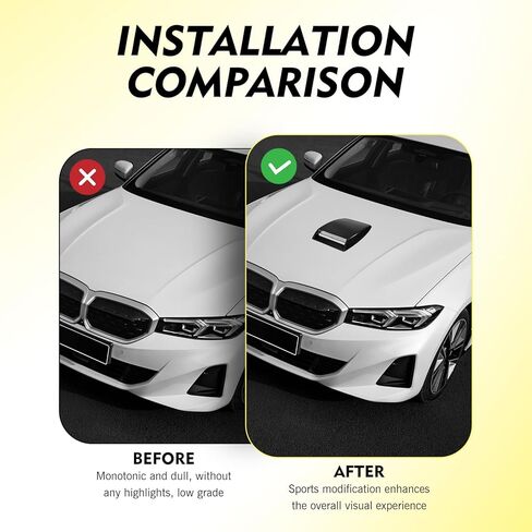 ملصق فتحة تهوية غطاء محرك السيارة، ملصق تهوية ثلاثي الأبعاد لتدفق الهواء المزخرف، غطاء محرك السيارة الأنيق للتهوية، عالمي لمعظم السيارات (أبيض) in Kuwait