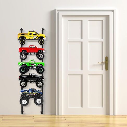 حامل سيارة RC على الحائط، رف سيارة RC قابل للتعديل من 5 طبقات مع براغي رف تخزين لمحطة العمل، حامل حائط لشاحنات السيارات بمقياس 1/6، 1/10، 1/12، 1/18، 1/24، 1/32 in Kuwait