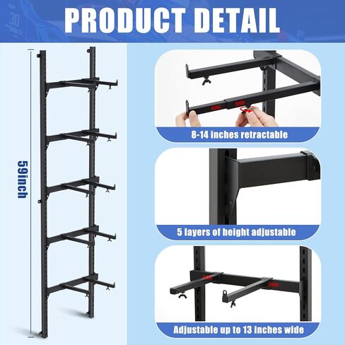 حامل سيارة RC على الحائط، رف سيارة RC قابل للتعديل من 5 طبقات مع براغي رف تخزين لمحطة العمل، حامل حائط لشاحنات السيارات بمقياس 1/6، 1/10، 1/12، 1/18، 1/24، 1/32 in Kuwait