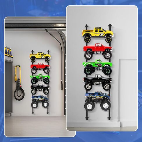 حامل سيارة RC على الحائط، رف سيارة RC قابل للتعديل من 5 طبقات مع براغي رف تخزين لمحطة العمل، حامل حائط لشاحنات السيارات بمقياس 1/6، 1/10، 1/12، 1/18، 1/24، 1/32 in Kuwait