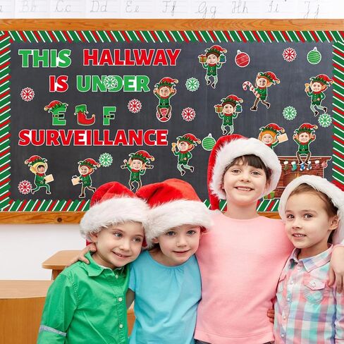 زينة لوحة إعلانات عيد الميلاد، مجموعة لوحة إعلانات للعطلات باللون الأحمر والأخضر لديكور الفصول الدراسية في عيد الميلاد، موضوع كرتوني مضحك زينة عيد الميلاد المجيد للمكتب in Saudi Arabia