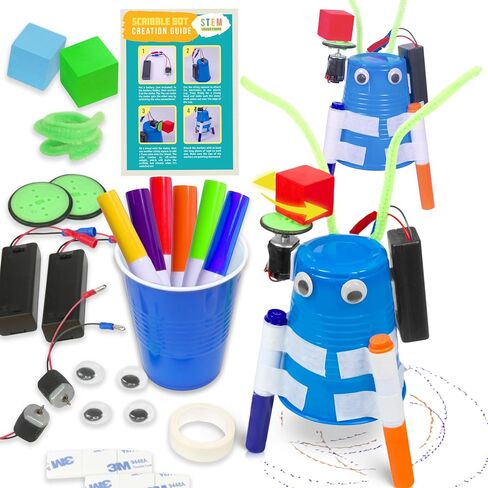 DIY Doodling Scribble Bot STEM Kit, Pack of 10, Science Toy with Circuits for Kids Ages 8 and up in Kuwait