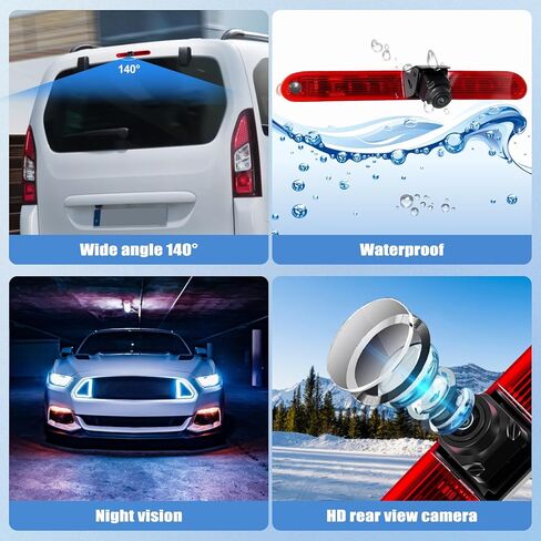 Camecho أعلى خلفي مزدوج كاميرا احتياطية رؤية خلفية متوافقة مع Mercedes Benz Sprinter 2007-2019 Van Truck AHD IR رؤية ليلية مقاومة للماء على السقف عكس ضوء الفرامل مساعدة وقوف السيارات يستبدل in Kuwait