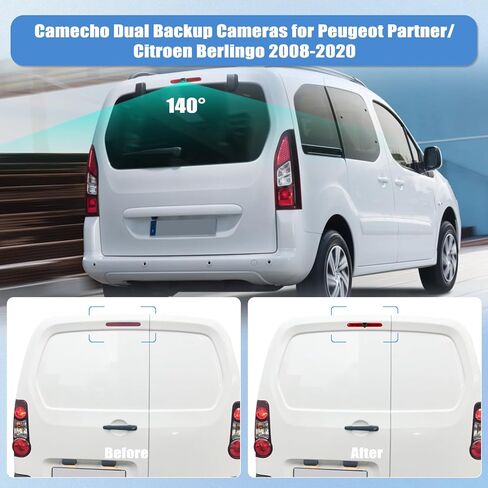 Camecho أعلى خلفي مزدوج كاميرا احتياطية رؤية خلفية متوافقة مع Mercedes Benz Sprinter 2007-2019 Van Truck AHD IR رؤية ليلية مقاومة للماء على السقف عكس ضوء الفرامل مساعدة وقوف السيارات يستبدل in Kuwait