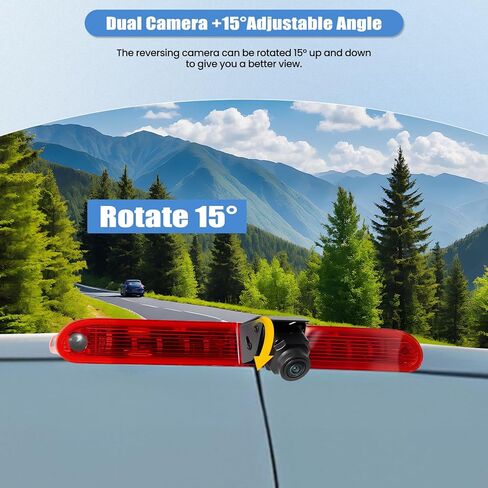 Camecho أعلى خلفي مزدوج كاميرا احتياطية رؤية خلفية متوافقة مع Mercedes Benz Sprinter 2007-2019 Van Truck AHD IR رؤية ليلية مقاومة للماء على السقف عكس ضوء الفرامل مساعدة وقوف السيارات يستبدل in Kuwait